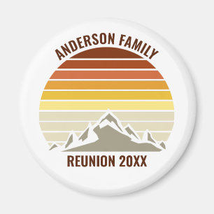 Aimant Retro personnalisé Sunset Mountain Reunion Famille