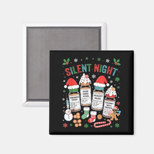 Aimant Retro Profol Silent Night Icu Nurses Funny Merry C (Recto/Verso)