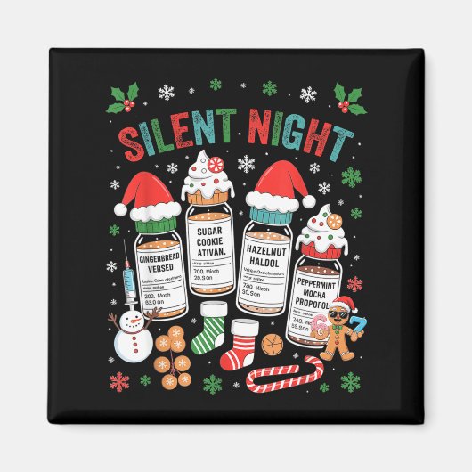Aimant Retro Profol Silent Night Icu Nurses Funny Merry C (Devant)