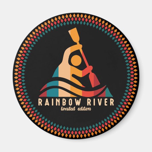 Aimant Retro Rainbow River Kayak (Devant)