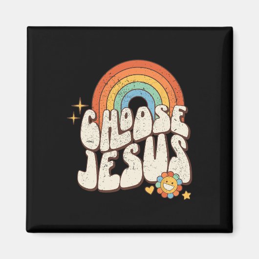 Aimant Retro Rainbow Super Choisissez Jesus Christian Rel (Devant)
