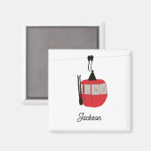 Aimant Retro Red Ski Gondola Lift Personnalisé (Recto/Verso)