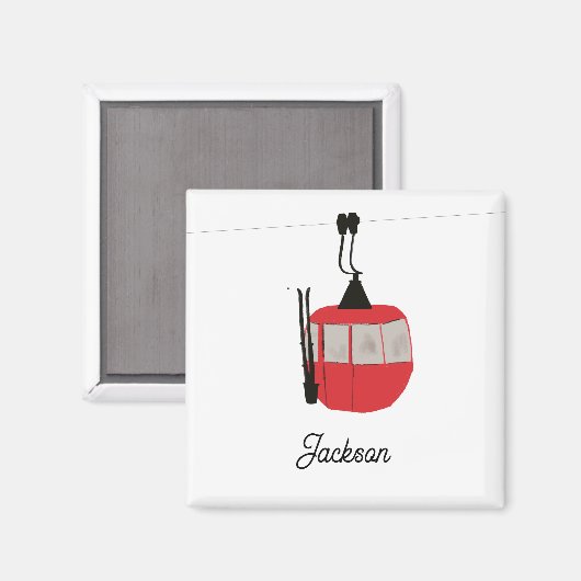 Aimant Retro Red Ski Gondola Lift Personnalisé (Recto/Verso)