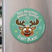 Aimant Retro Reindeer Ugly Christmas Sweer Concours 1er