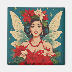 Aimant Rétro Reine de Beauté Pin-Up de Noël Tropical des