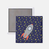 Aimant Retro Rocket Ship avec Arrière - plan Motif étoile (Recto/Verso)