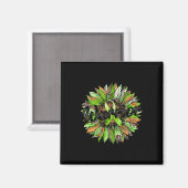 Aimant Retro-ruban vert de tournesol Leopard (Recto/Verso)