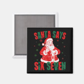Aimant Retro Santa dit Six Seven 67 Meme Noël  (Recto/Verso)