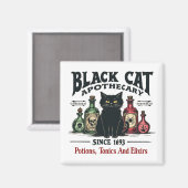 Aimant Rétro Scary Chat noir Apothecary Wicca (Recto/Verso)