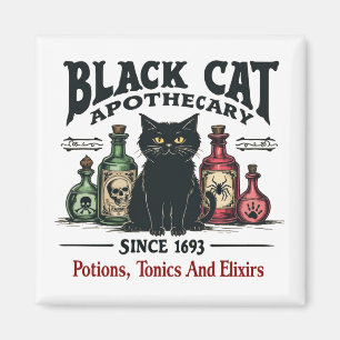 Aimant Rétro Scary Chat noir Apothecary Wicca