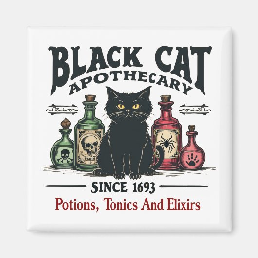 Aimant Rétro Scary Chat noir Apothecary Wicca (Devant)