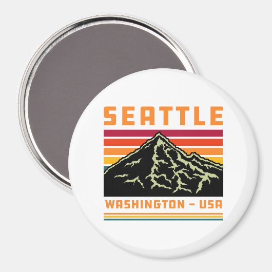 Aimant Retro Seattle Washington State Souvenir Mountain (Recto/Verso)