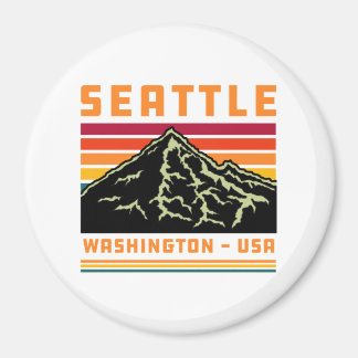 Aimant Retro Seattle Washington State Souvenir Mountain