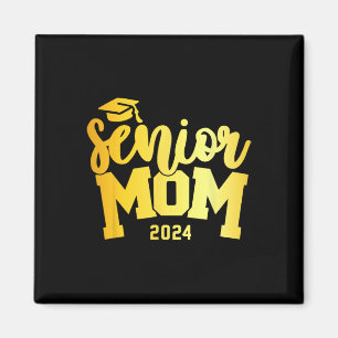 Aimant Rétro Senior Mom Graduation Classe De 2024 School