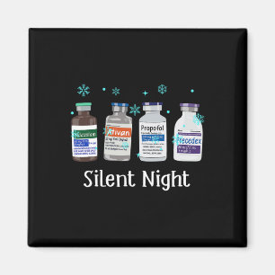 Aimant Rétro Silent Night Icu Infirmière Noël Intensif C