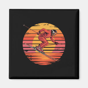 Aimant Retro Ski alpin Vintage Sunset Sports Cadeaux