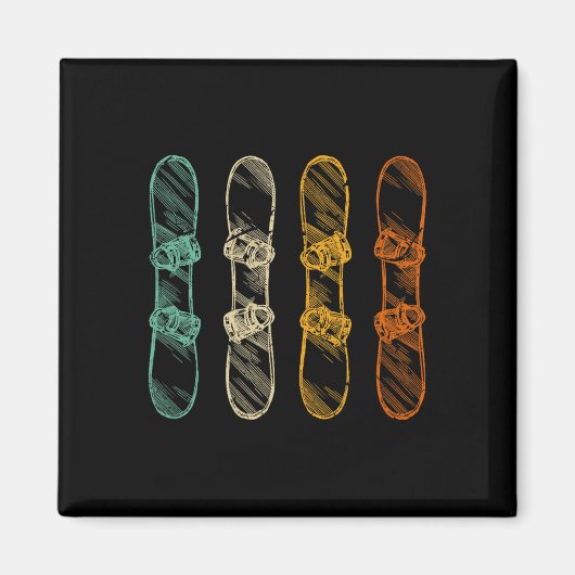 Aimant Retro Snowboard (Devant)