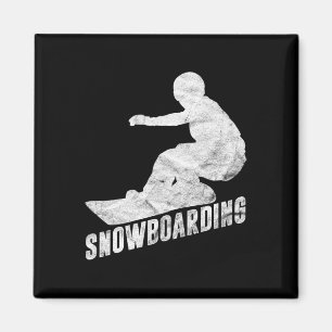 Aimant Retro Snowboard Cadeau Snowboard Silhouette Sno