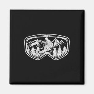 Aimant Retro Snowboard Goggets Cadeau Snowboarder Masque