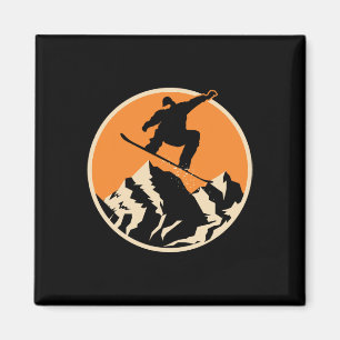 Aimant Retro Snowboard Snowboard Cadeaux Snowboard Gagner