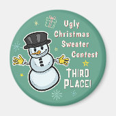Aimant Retro Snowman Ugly Christmas Sweat Concours 3e (Devant)