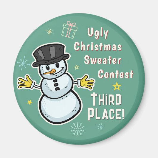 Aimant Retro Snowman Ugly Christmas Sweat Concours 3e (Devant)