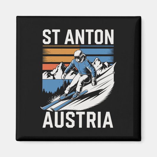 Aimant Retro St Anton Austria Ski Resort (Devant)