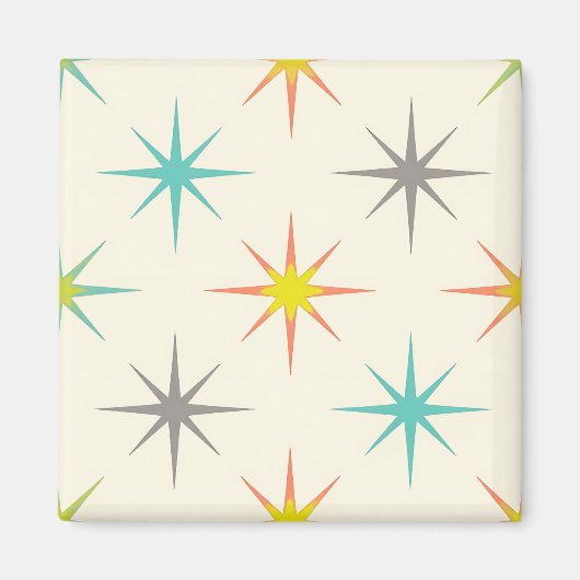 Aimant Retro Starburst Mid-Century Pattern (Devant)