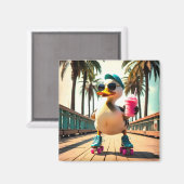Aimant Retro Summer Funny Roller Duck  (Recto/Verso)