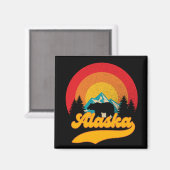 Aimant Retro Sunset Alaska Juneau Bear Mountains Wild AK (Recto/Verso)