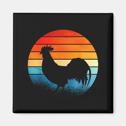 Aimant Retro Sunset Rooster Chicken Lover (Devant)