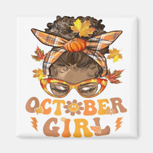 Aimant Retro Super Octobre Fille Messy Bun Halloween Than