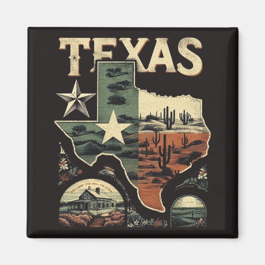 Aimant Retro Texas (Devant)