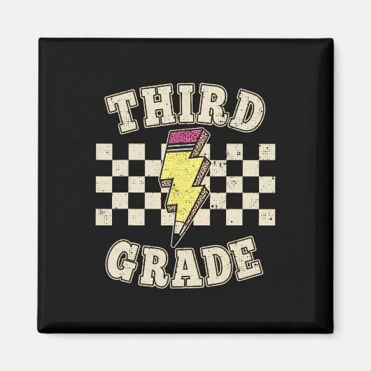 Aimant Retro Third Grade Teacher Lightning Bolt Pencil Te (Devant)