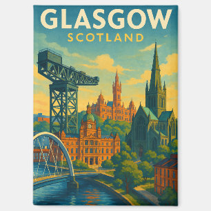 Aimant Retro Travel Glasgow Écosse