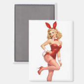 Aimant Retro Valentine Bunny Pin-Up Girl (Recto/Verso)