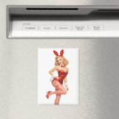 Aimant Retro Valentine Bunny Pin-Up Girl (In Situ (Lave-vaisselle))