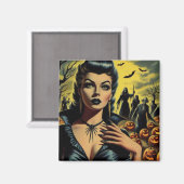 Aimant Retro Vampire Girl (Recto/Verso)
