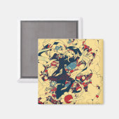 Aimant Retro Vintage Japonais Roses marins Graphisme (Recto/Verso)