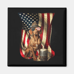 Aimant Rétro Vintage Patriotique Vizsla Chien Drapeau Usa