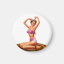 Retro Vintage Pinup Girl en rose