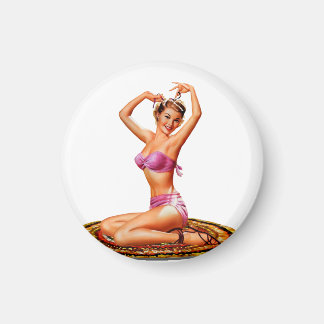 Aimant Retro Vintage Pinup Girl en rose