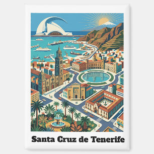 Aimant Rétro Vintage Santa Cruz de Tenerife Ville