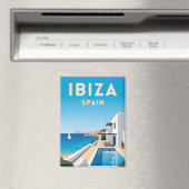 Aimant Retro Vintage Travel Ibiza Spain Seaside Landscape (In Situ (Lave-vaisselle))