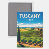 Aimant Retro Vintage Travel Tuscany Italy Vineyard  (Recto/Verso)