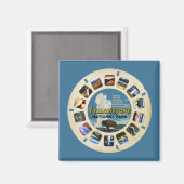 AIMANT RÉTRO VINTAGE YELLOWSTONE PARC NATIONAL SOUVENIR (Recto/Verso)