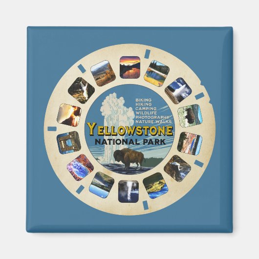 AIMANT RÉTRO VINTAGE YELLOWSTONE PARC NATIONAL SOUVENIR (Devant)