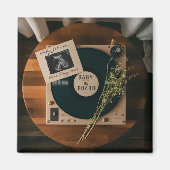 Aimant Retro Vinyl Record Player Pregnancy Announcement  (Devant)