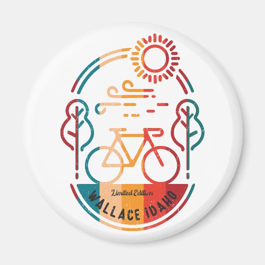 Aimant Retro Wallance Idaho piste cyclable. (Devant)