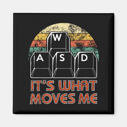 Aimant Retro Wasd Gaming Keys Funny Pc Gamer Design (Devant)